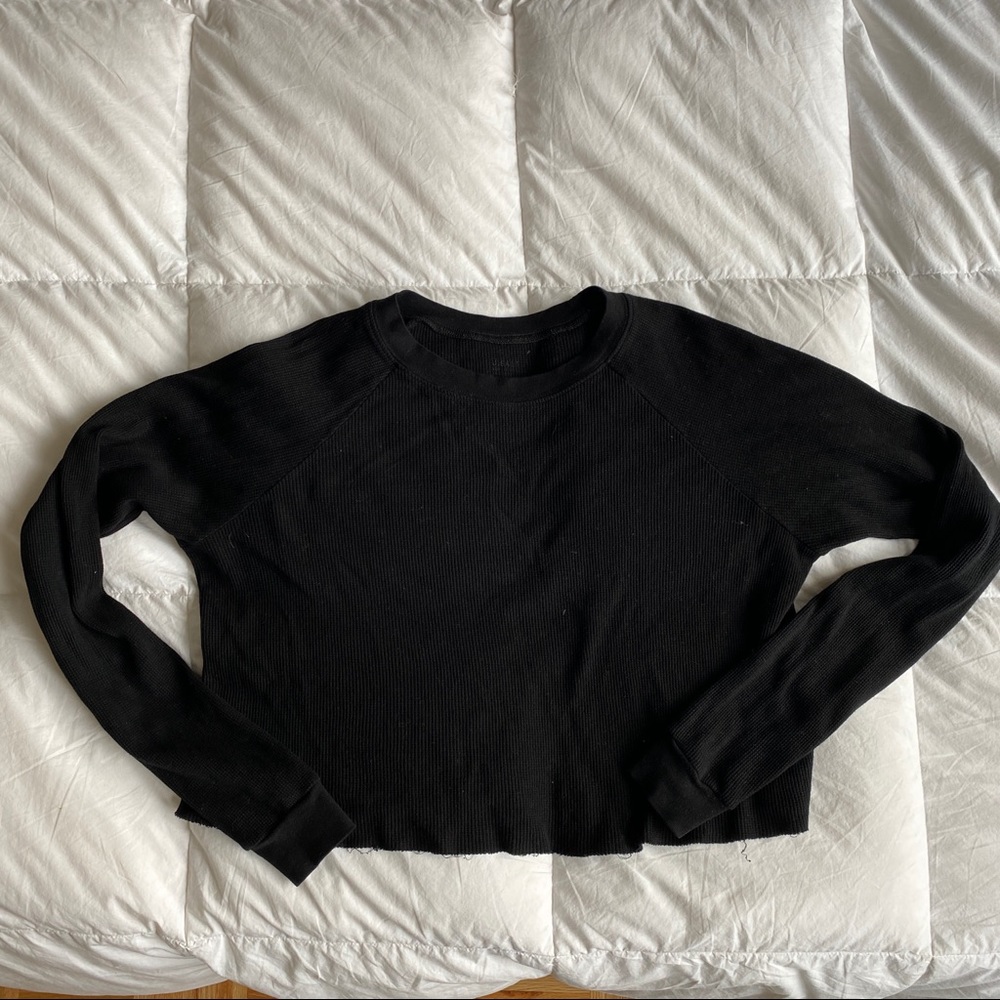 Brandy Melville black waffle knit long sleeve